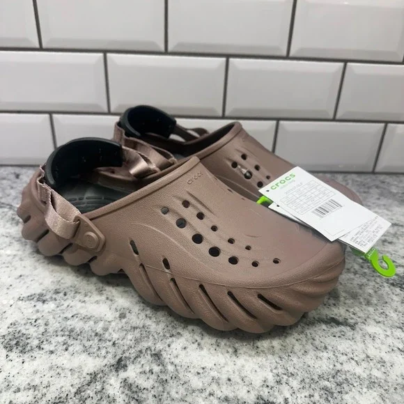 New Crocs Mens 9 Women 11 Echo Clog Espresso‎ Brown Sculpted Streetwear Gorpcore