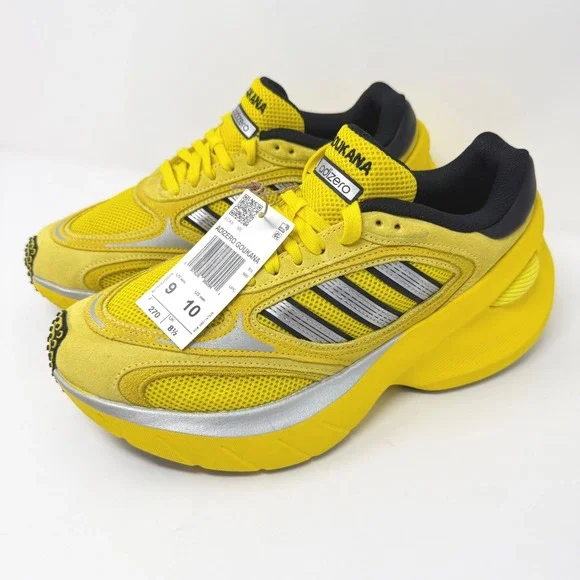 Adidas Adizero Goukana Mens Size 9 Running Shoes Yellow Silver JP7177 NEW