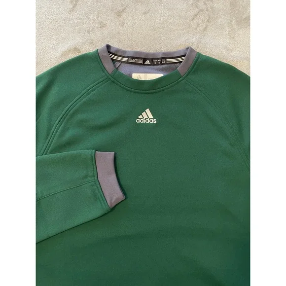 NWT Adidas Dugout Fleece Top Sweatshirt Mens Small Green‎ Gray Pullover Pocket