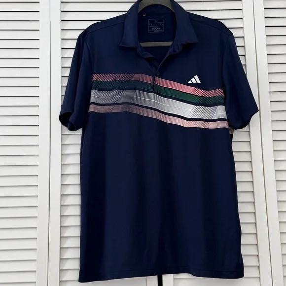 Adidas Men's Polo Shirt with Multicolor Stripes Size‎ Large