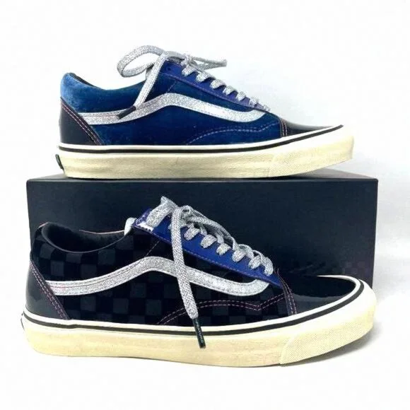 Vans Og Old Skool Lx Black Skateboarding Women VN0A38FW03E Leather Patent Velvet