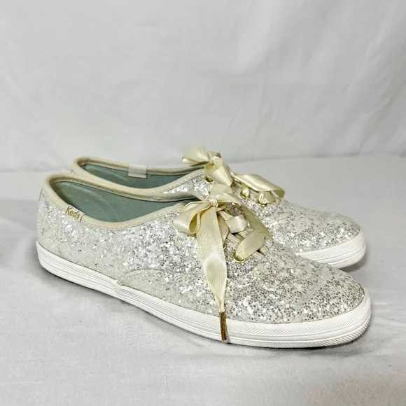 Kate Spade Keds Glitter Sneakers Wedding Shoes Bridal Shiny Slip‎ On