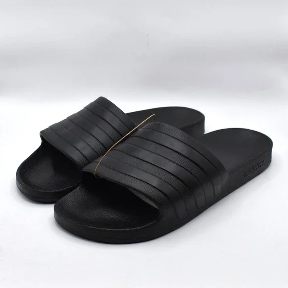 adidas Adilette Aqua Slides Sandals Slip On Men's 13 Women's 14 Black NWT F35550