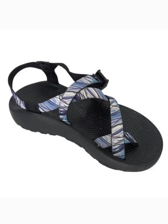Chaco‎ Blue & White Striped Z/2 Classic Strap Sandals by Artist Sarah Uhl- Men 8