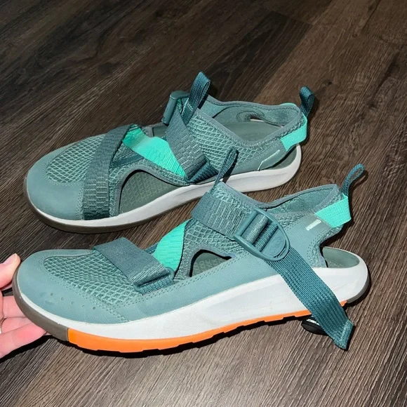Chaco Teal and Orange Sport Sandals