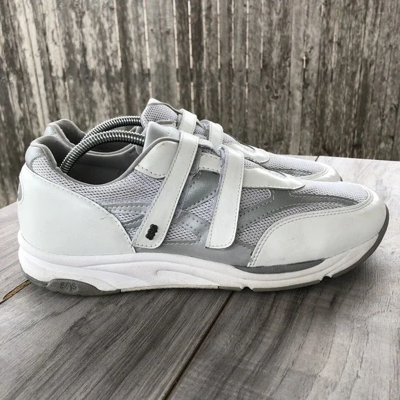 SAS Comfort Walking Shoes Women Size 9 B White Leather TMV EZ Strap Sneakers USA