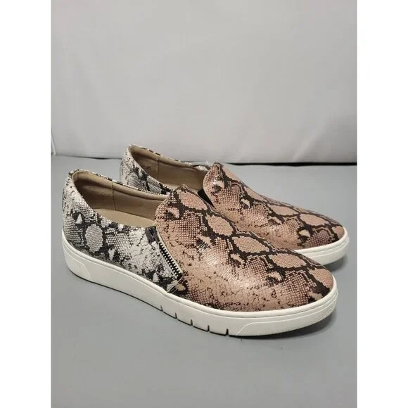 Naturalizer Hawthorn Leather Snakeskin Snake Animal Print Zip Sneakers, 9.5