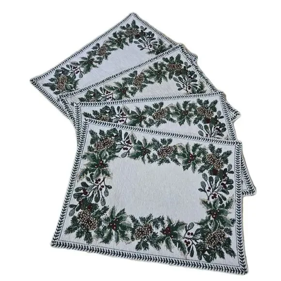 Vtg Set 4 Tapestry Holiday Placemats 13