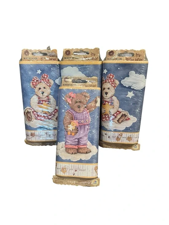 VTG Boyds Bears Pre Pasted Wallpaper Border #DD3315 Nursery Baby Girl New (4)