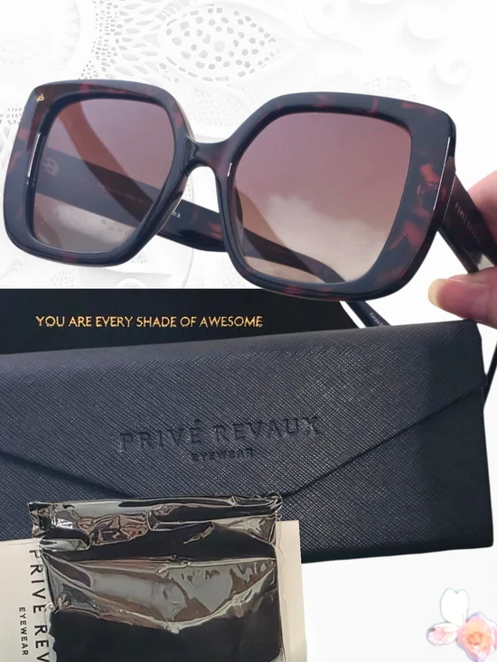New PRIVE REVAUX Women’s Tortoiseshell Square Sunglasses - Brown Gradient
