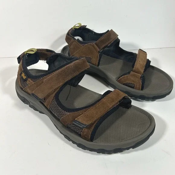 Teva Hudson Mens Brown Suede Leather Hiking Sport Sandals Size 12 1127852