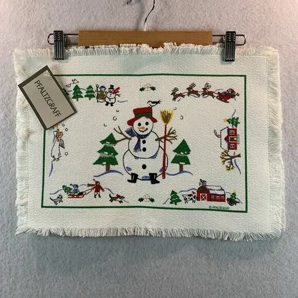 Pfatzgraff 1992 Christmas Placemats Set‎ of 2 Snow Village 16095 USA Made