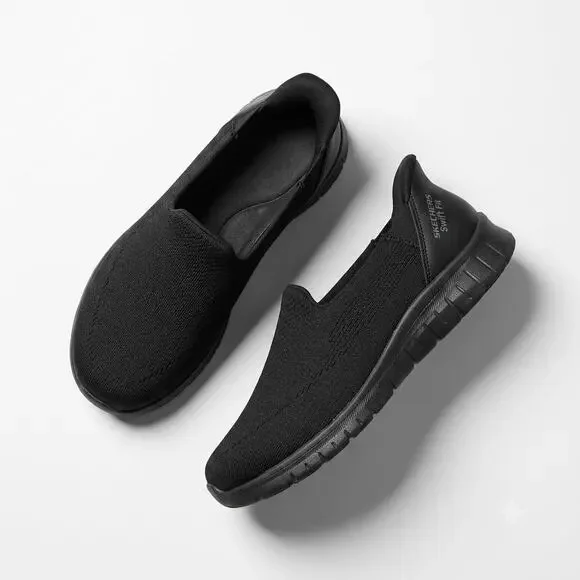Skechers Hands Free Slip Ins Shoes Go Walk Flex Comfort Black Womens 8.5