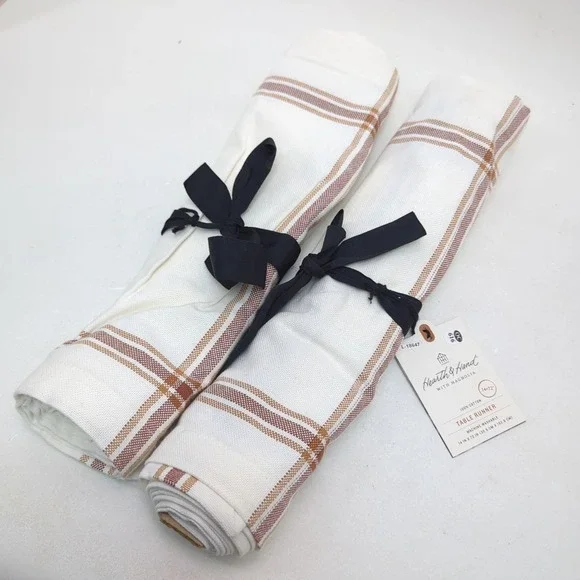 2 Hearth and Hand with Magnolia Brown Stripe Cream Table Runner 14