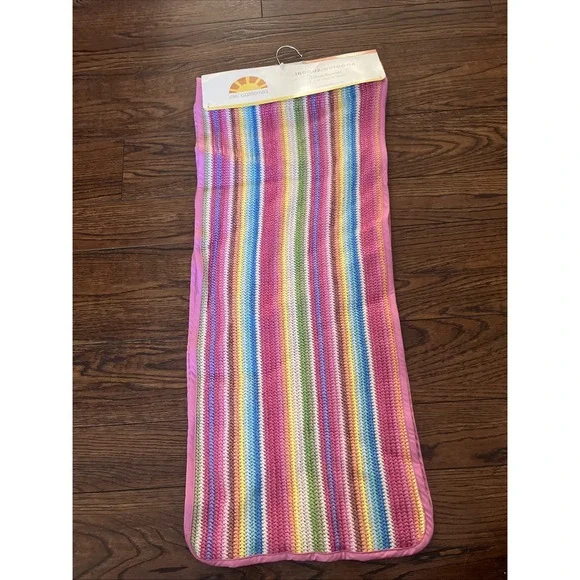 C&C California Table Runner Rainbow Woven PRIDE Pink Trim Indoor Outdoor 14x72