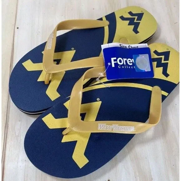 West Virginia Mountaineers NCAA College‎ Flip Flops New Size Large Men's 9-10