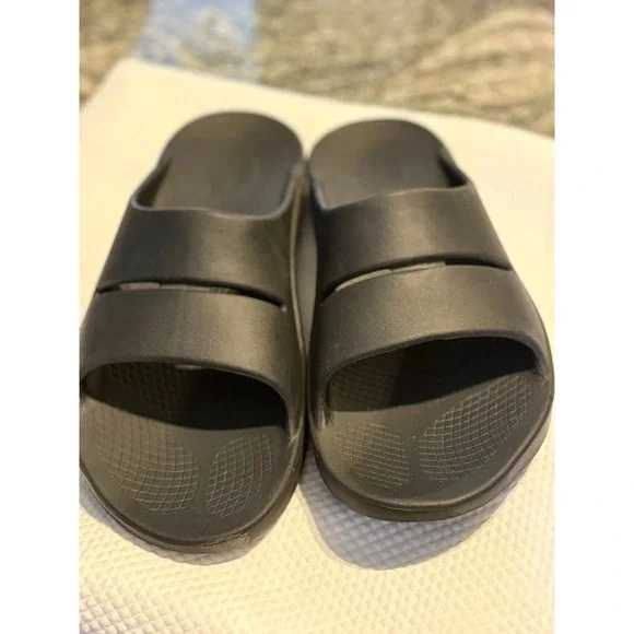 OOFOS OOAH Slides Mens Size M13‎ W15 EU 46 Black Comfort Recovery Sandals