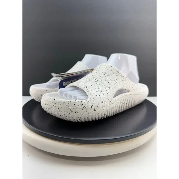 Crocs Mellow Recovery Speckle Slides Mens Size 7 White Slip On Comfort Sandals