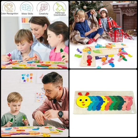 Colorful Centipede Wooden Puzzle for Kids