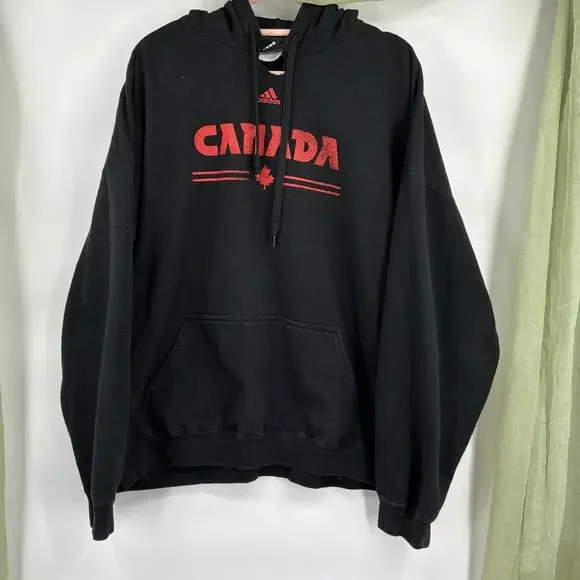 Men’s Adidas Canada Black And Red Hoodie 2XL
