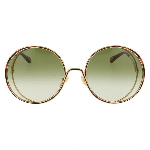 New Authentic Chloé CH 0037S 2343J3 - GOLD/ GREEN GRADIENT Round Sunglasses