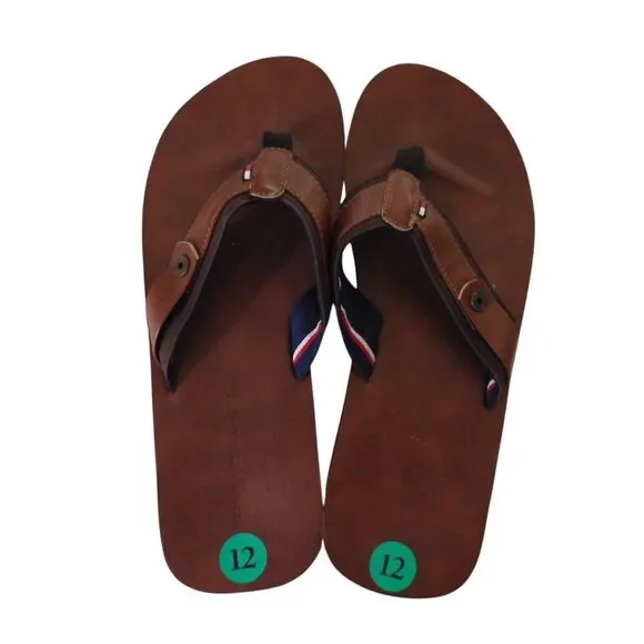 NEW Tommy‎ Hilfiger Men’s Flip-flop Sandals, sz 12M Brown  Brand new