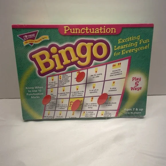 PUNCTUATION BINGO Classroom Game w/‎ Chips Trend Enterprises Educational 2002