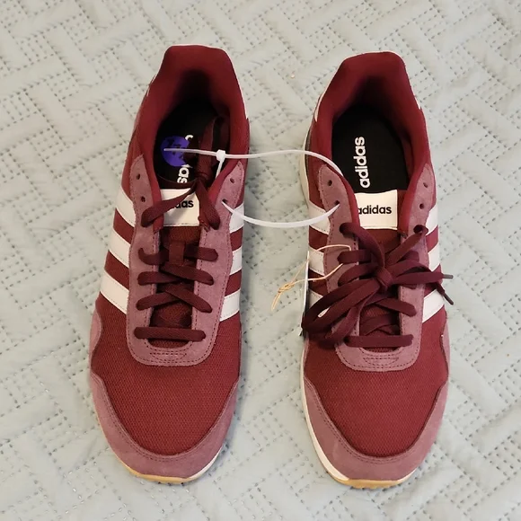 Adidas Men's Maroon and White Sneakers