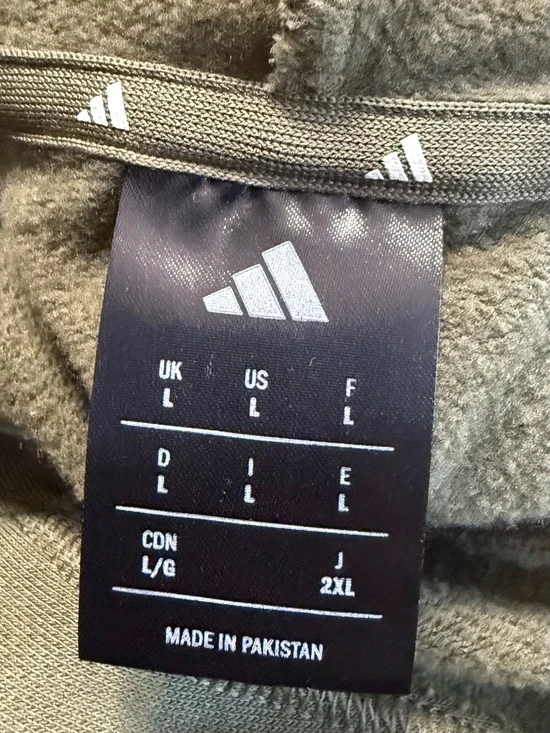 adidas Olive Green Hoodie with White Logo