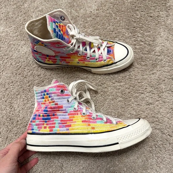 Converse Chuck Taylor x Mara Hoffman multicolor rainbow cheerful hi tops 7.5