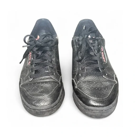 Adidas Continental 80 Women Black‎ Leather Pink Accent Sneakers Shoes Size 8