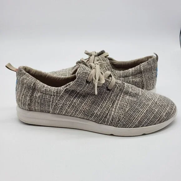 TOMS Del Rey Shoe Womens US 12 Oxford lace up tan multicolor canvas rubber