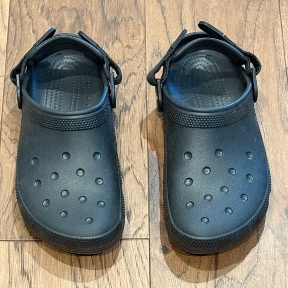 Crocs Classic All-Terrain Clogs Black Adjustable Strap Mens 8 Womens 10 206340