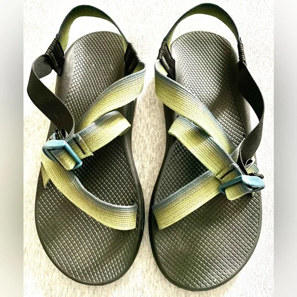 Chaco Men’s Size 13 Green Striped Strappy Sandals Adjustable Strap Outdoor