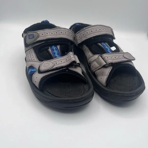FootJoy Men's Golf Sandals Size 8M 48443 Gray Black‎ Blue Adjustable Spikes
