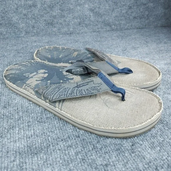 Teva Flip Flop Sandals Mens Size 11 Gray Blue Canvas Slip On Comfort Beach Shoes