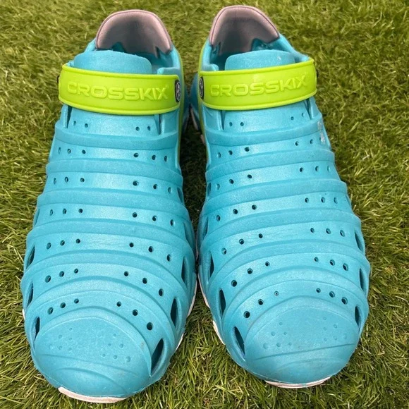 Crosskix 2.0 Water Shoes Mens Size 11 Turquoise‎ Blue Lime Green Good Clogs
