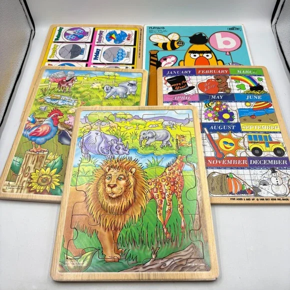 Sky Kids Playskool Wood Puzzle Lot Kids OS Multicolor Good Vintage Educational