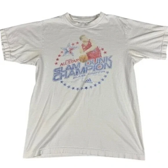 Adidas T-Shirt Mens Medium Blake‎ Griffin 2011 All Star Slam Dunk Champion White