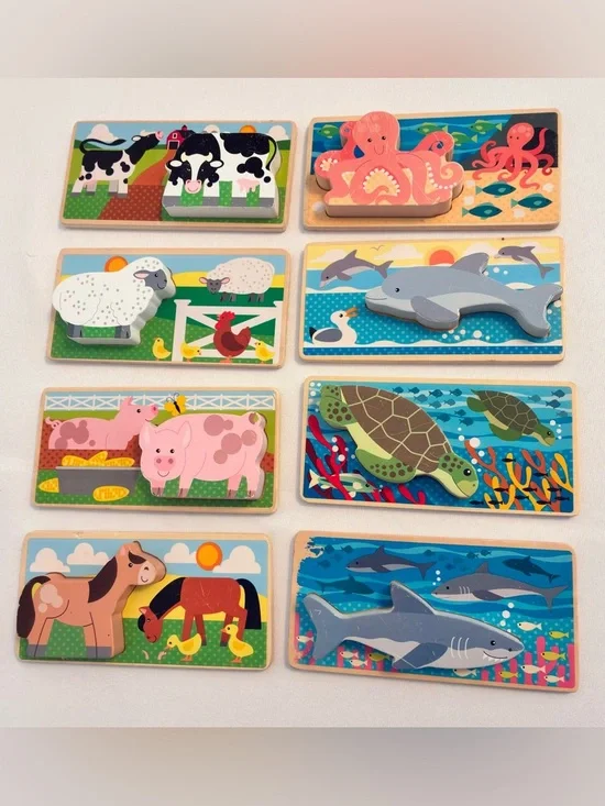 Melissa & Doug Animal Picture Boards Reversible Farm Ocean Jungle Forest