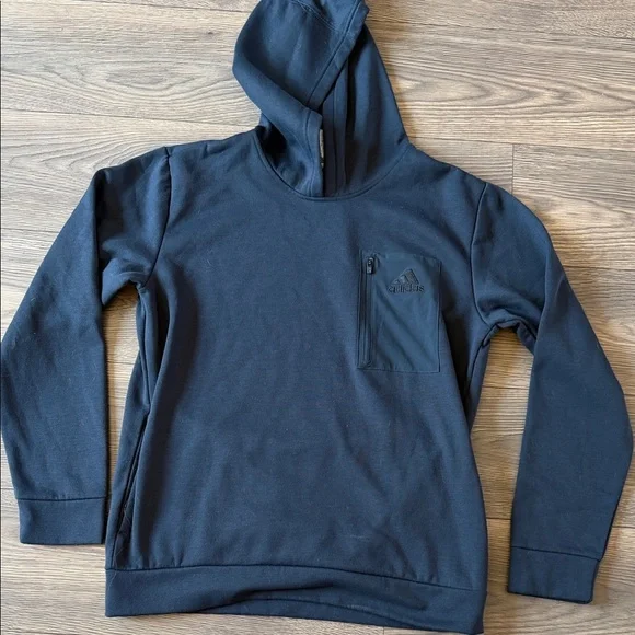 adidas Black Hooded Sweatshirt with Zip Chest Pocket