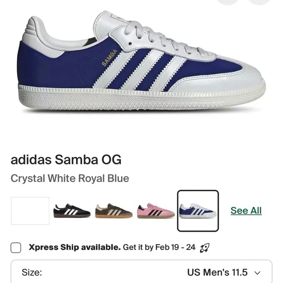 Adidas Classic Dodgers Blue and White OG Sambas