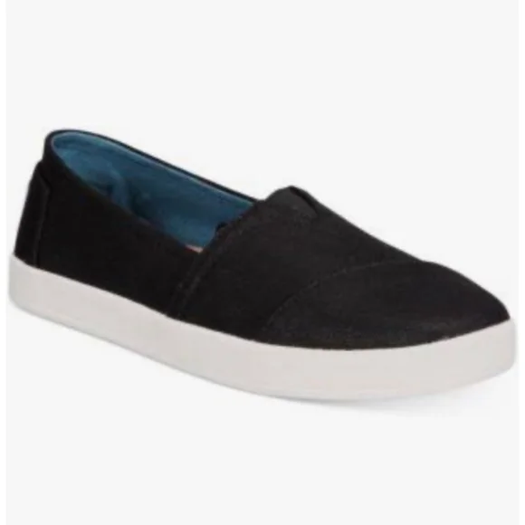 Women's TOMS Black & White Slip-On Flats US 7