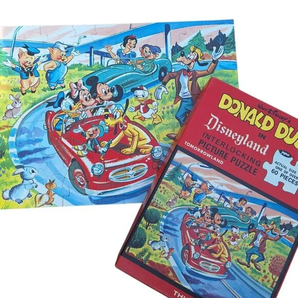 Disney Jaymar Puzzle Mickey Goofy Little Pigs Cricket Pluto Car Parade 60 Pieces