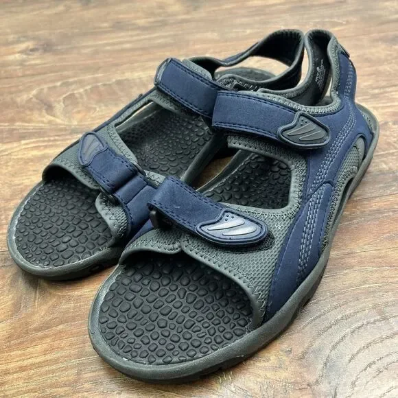 Faded Glory Men's Felix Blue Gray Strap Adjustable Sandals Shoes‎ Sz 12
