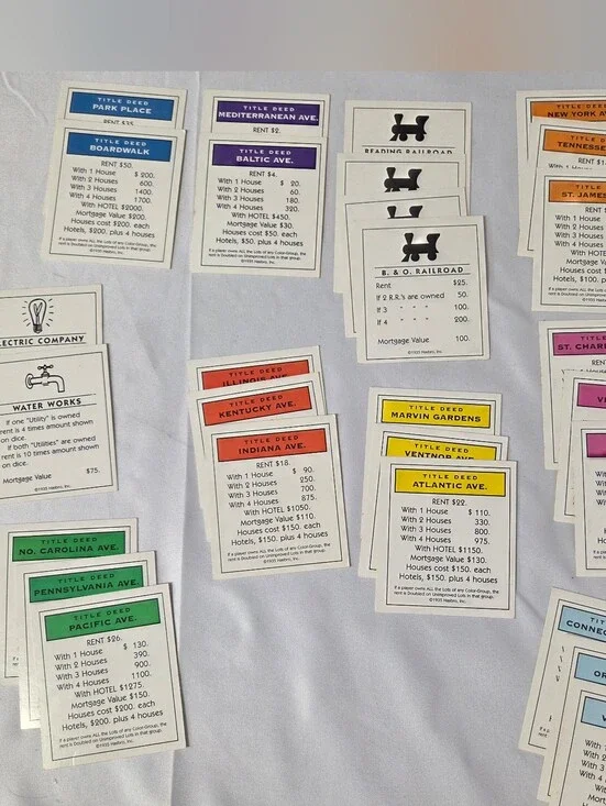 Monopoly Deluxe Edition 1998 Replacement Pieces Title Deed Boardwalk