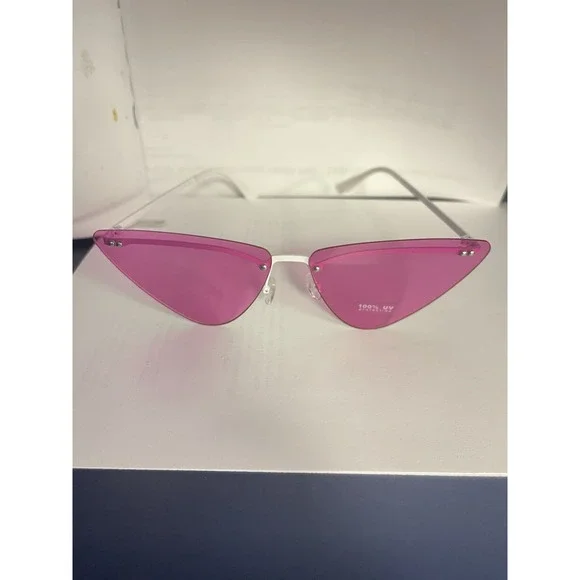 Womens Pink‎ Cat Eye Gothic Metal Rim Retro Design Sunglasses