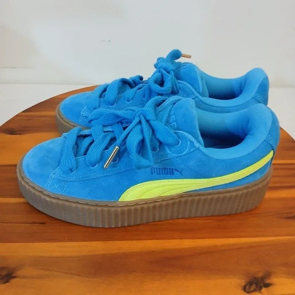 Puma Fenty Shoes Womens 6 Blue Suede Rhianna Creeper Phatty Speed With Dust Bag‎