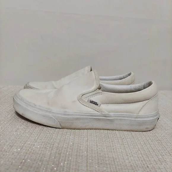 Vans Asher Canvas Triple White Slip-On Classic‎ Shoes Womens 8/Men 6.5