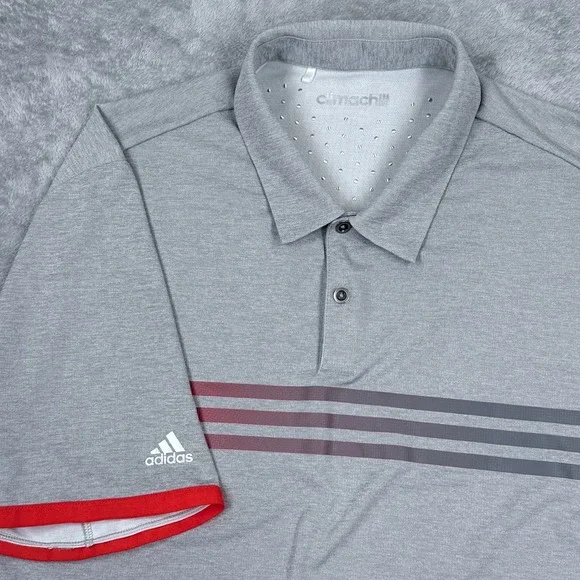 Adidas ClimaChill Golf Polo Shirt Men Large Gray Athletic‎ Performance Stretch